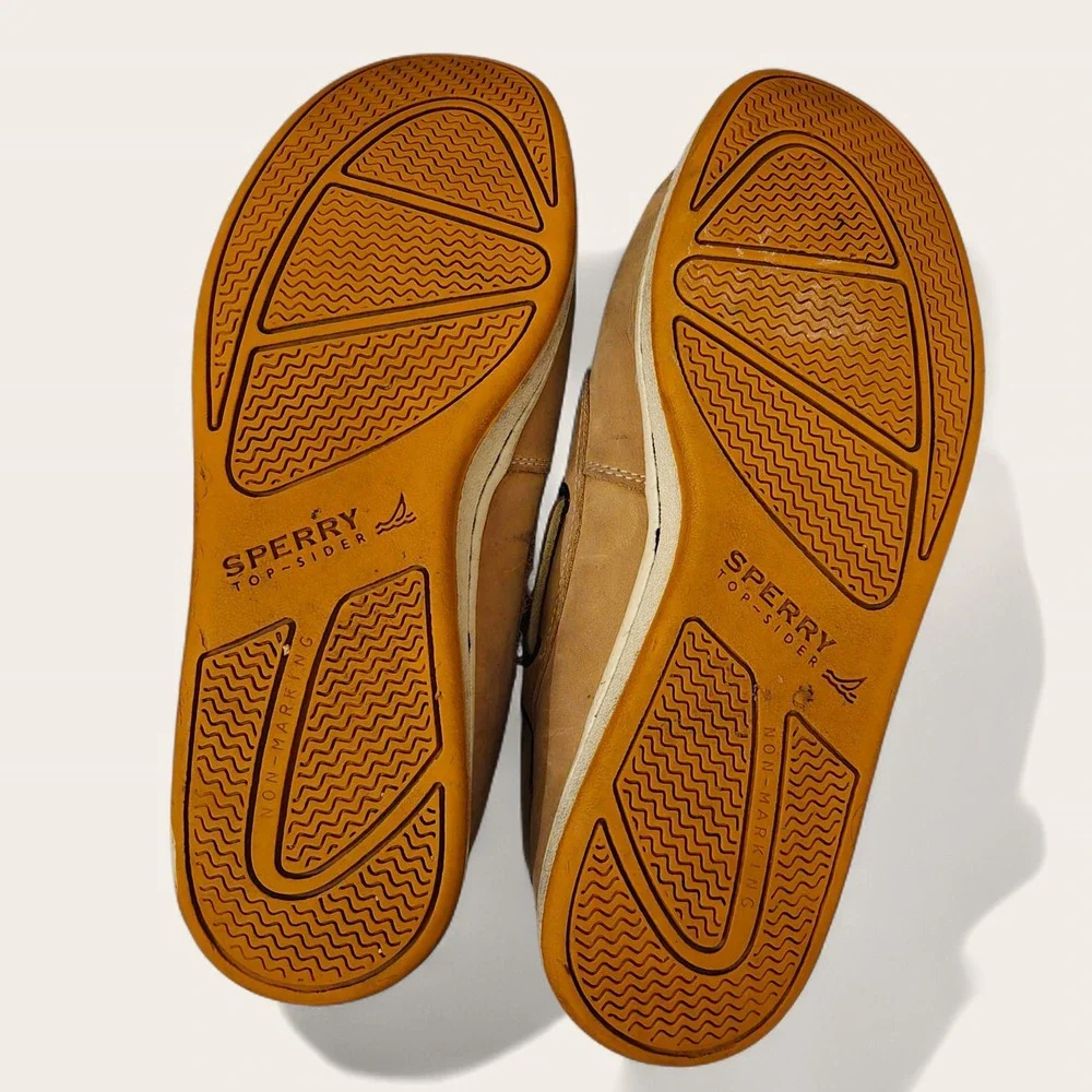 Sperry Docksiders Boat‎ Shoes Preppy Nautical Coastal Men's Sz 9 GUC Tan Leather